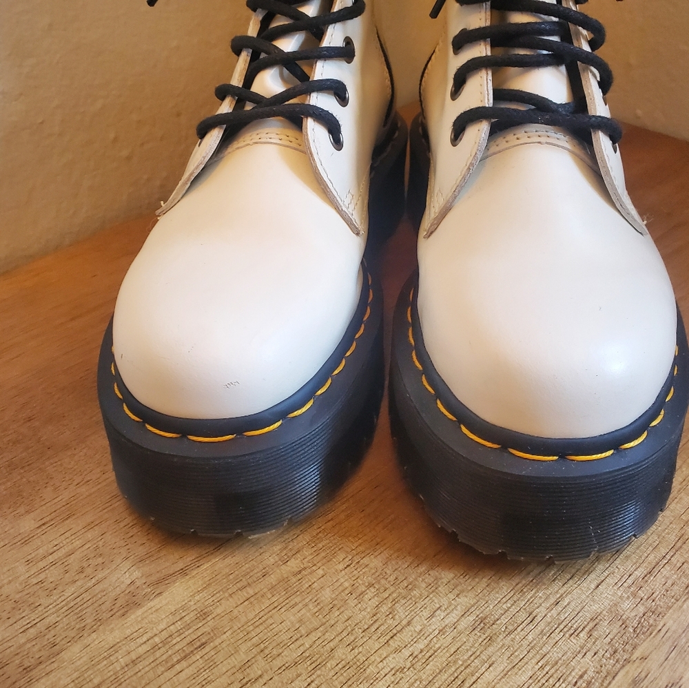 Dr Martens Jadon Platform White Polished Smooth Leather Mens 7 Womens 8 - Picture 6 of 11